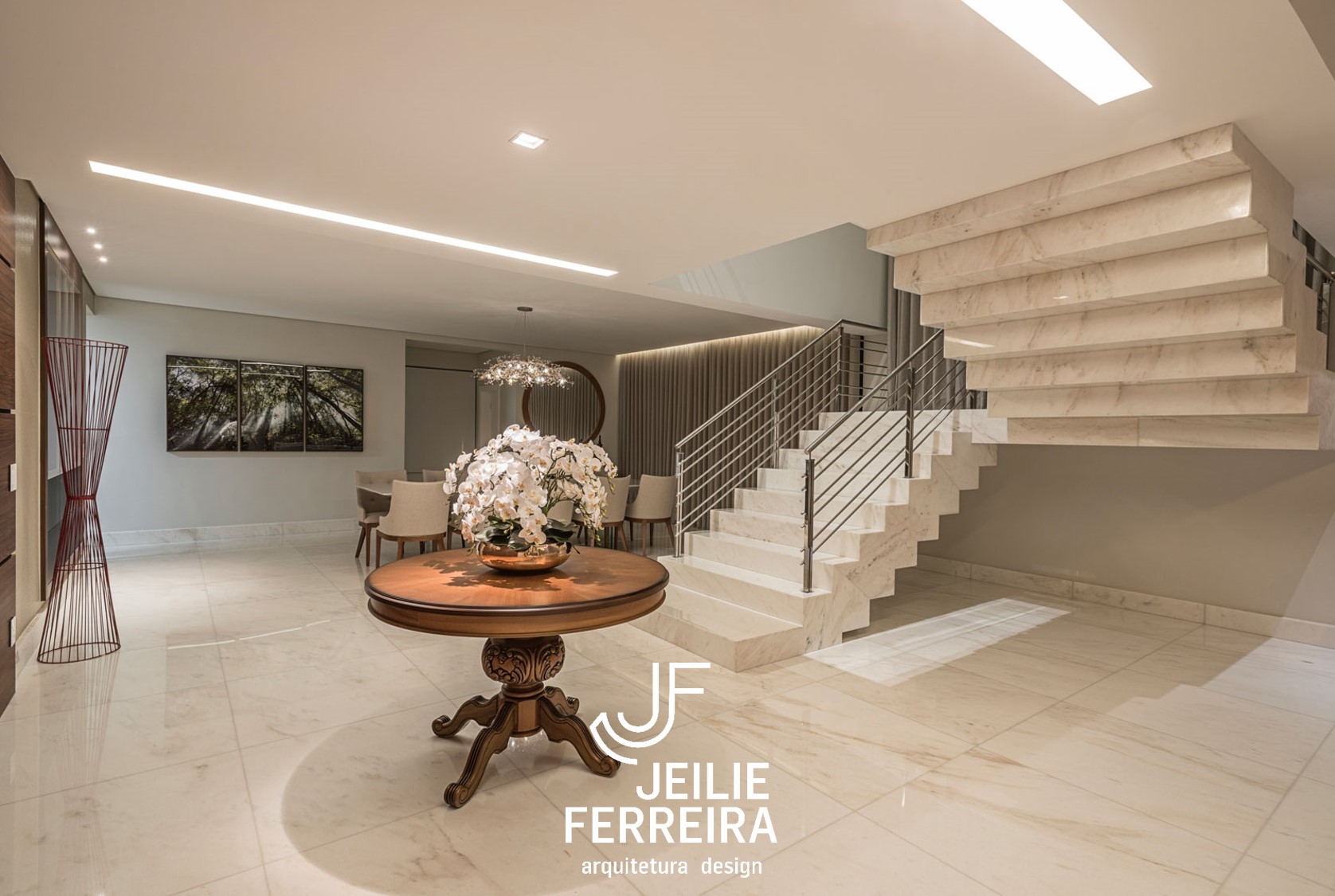 1.1 piso e escada em marmore champagne extra
